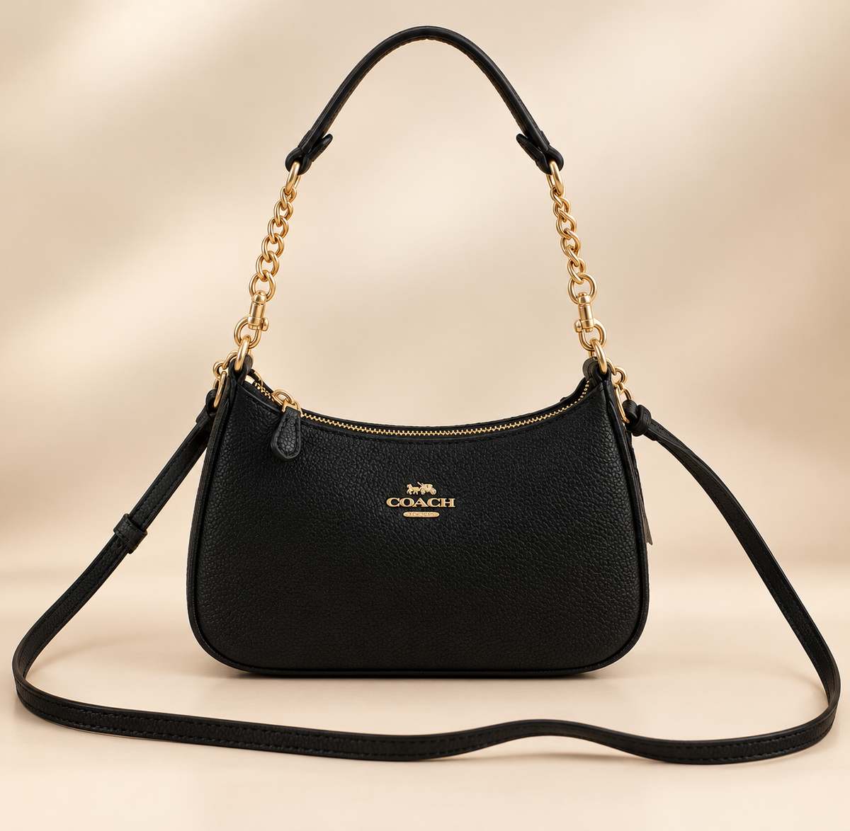 COACH Teri Shoulder Bag CA209 – Black Signature Canvas Crossbody Purse