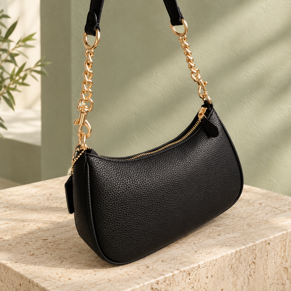 COACH Teri Shoulder Bag CA209 – Black Signature Canvas Crossbody Purse