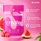 Create Creatine Monohydrate Gummies – Watermelon, 1.5g per Gummy, 90 Count, Non-GMO