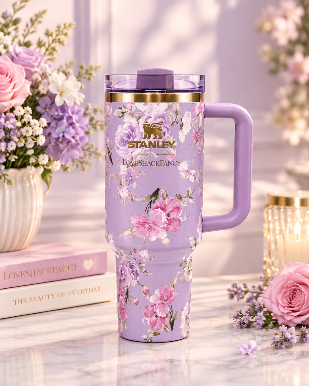 Stanley x LoveShackFancy Happy Thoughts Quencher 40 oz – Rosa Beaux Purple