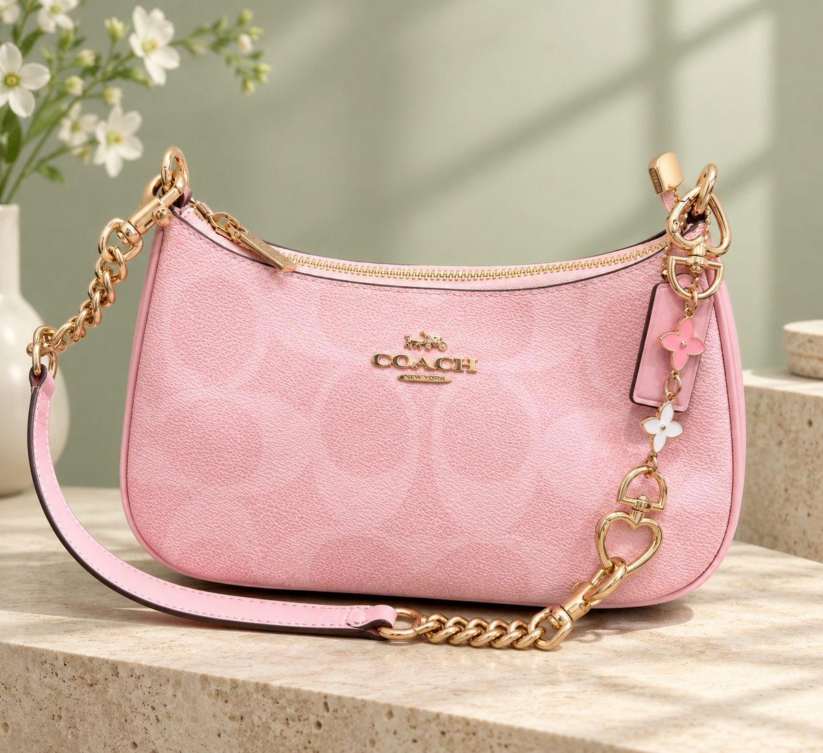 NWT COACH Teri Shoulder Bag CAL51 – Signature Canvas Powder Pink