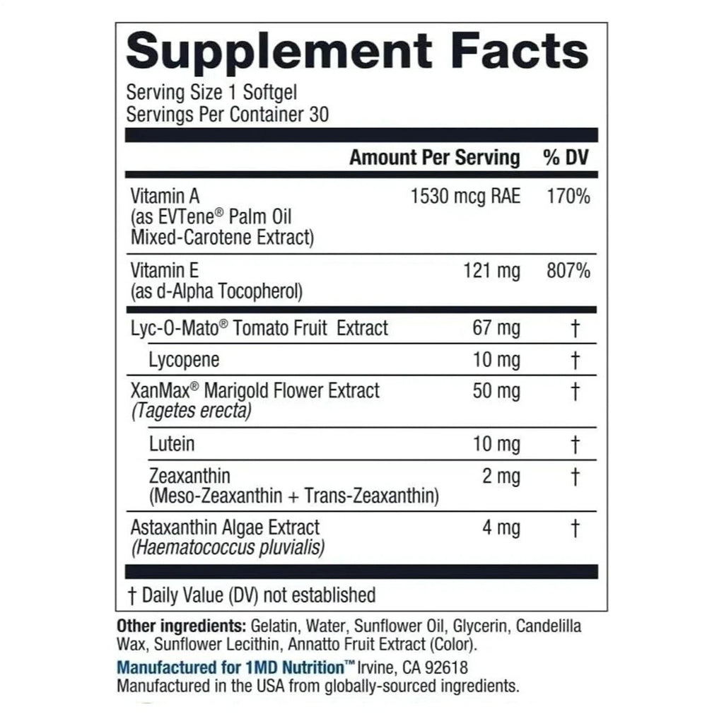 1MD Nutrition VisionMD Eye Supplement – 30 Softgels
