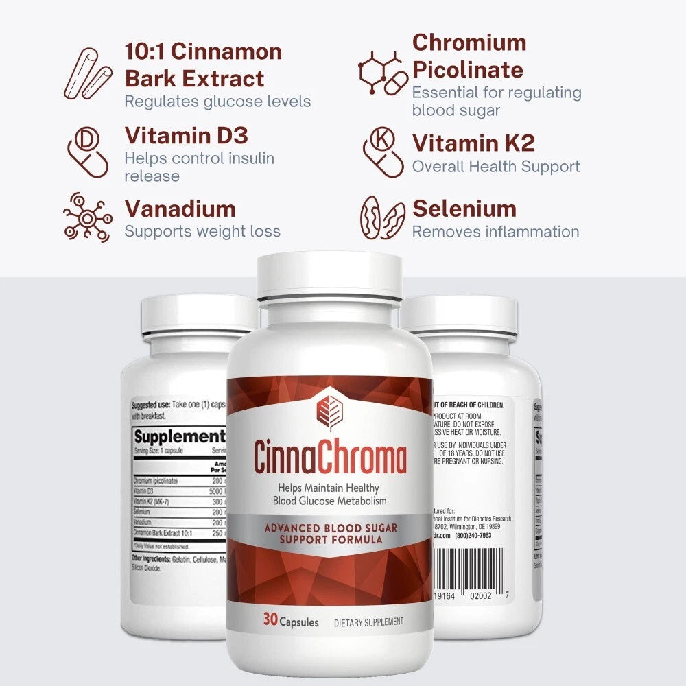 CinnaChroma Vitamin K2 Blood Sugar Balance Supplement – 30 Capsules