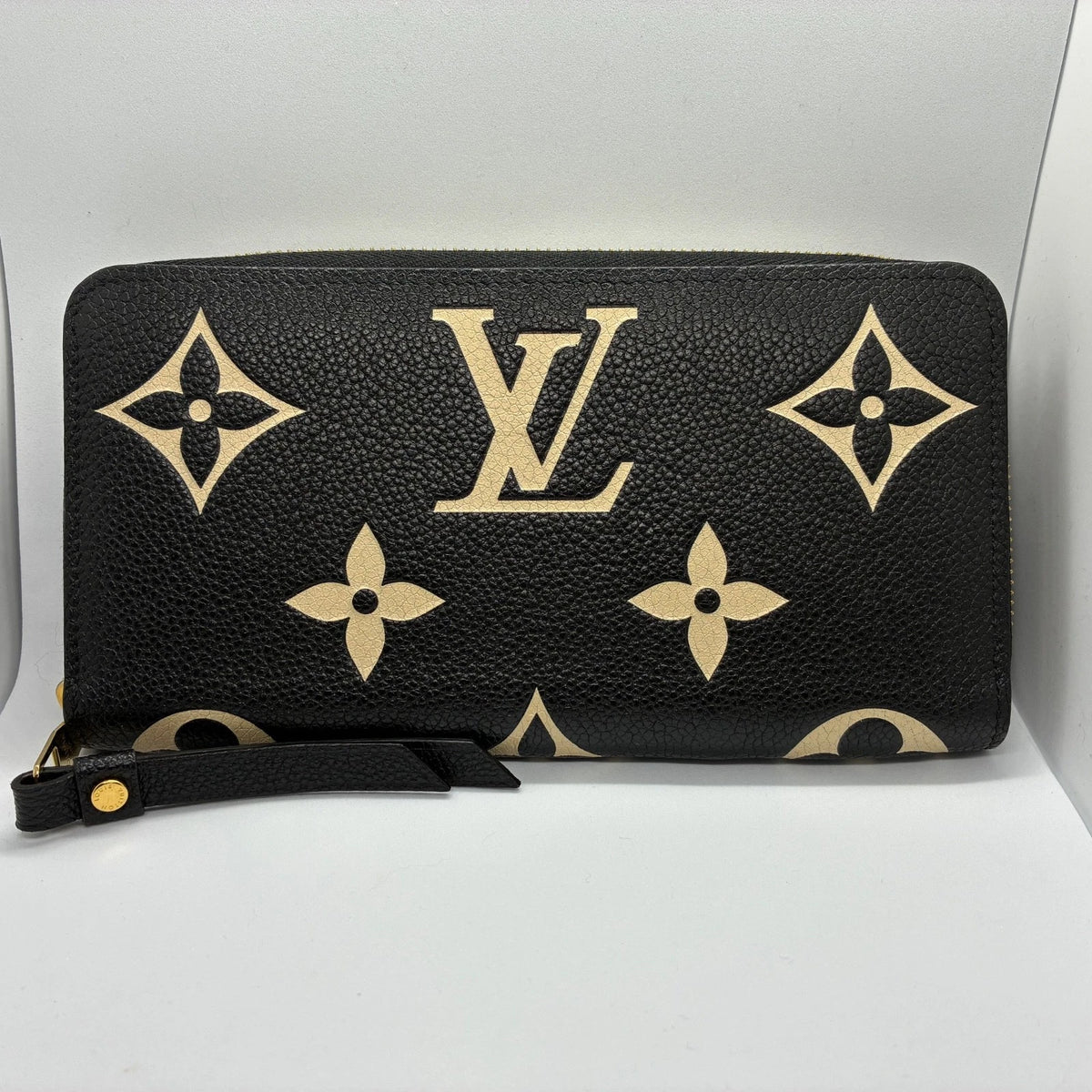 Louis Vuitton Zippy Long Wallet M80481 Monogram Empreinte Bicolor Black Beige