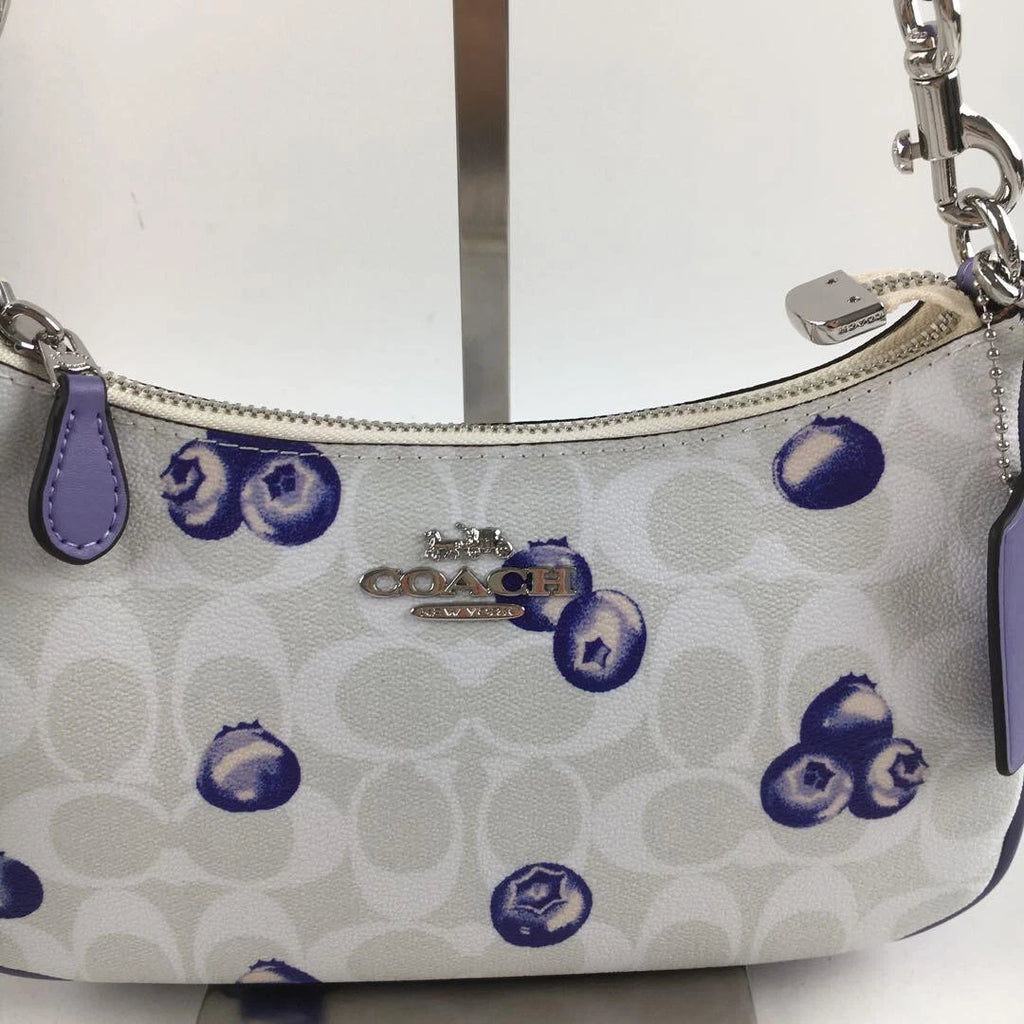 COACH Teri 2-Way Shoulder Bag Signature Canvas Blueberry Print CR292 New