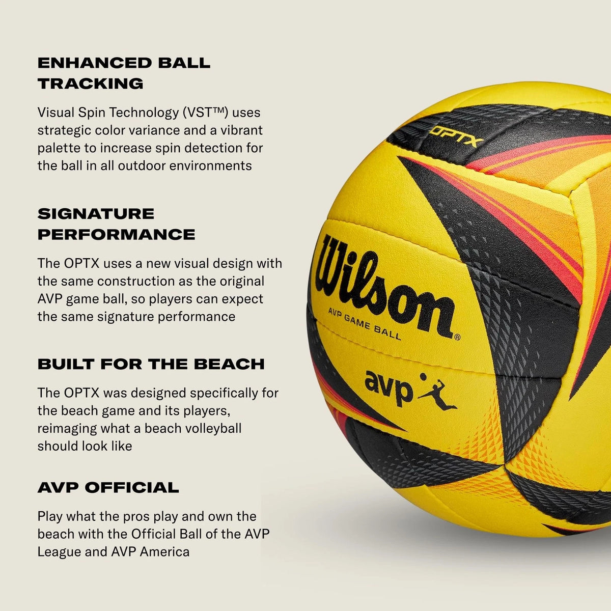 Wilson AVP Optx Official Game Volleyball – Yellow & Black