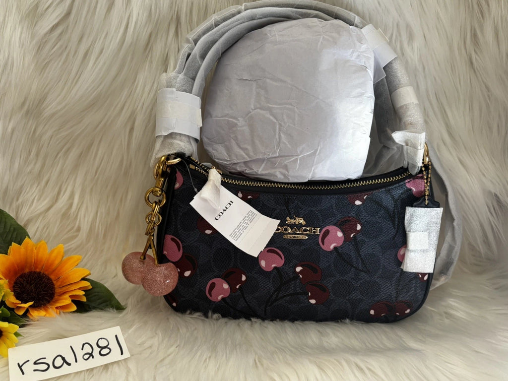Coach Teri Shoulder Bag Signature Canvas Cherry Print CY694