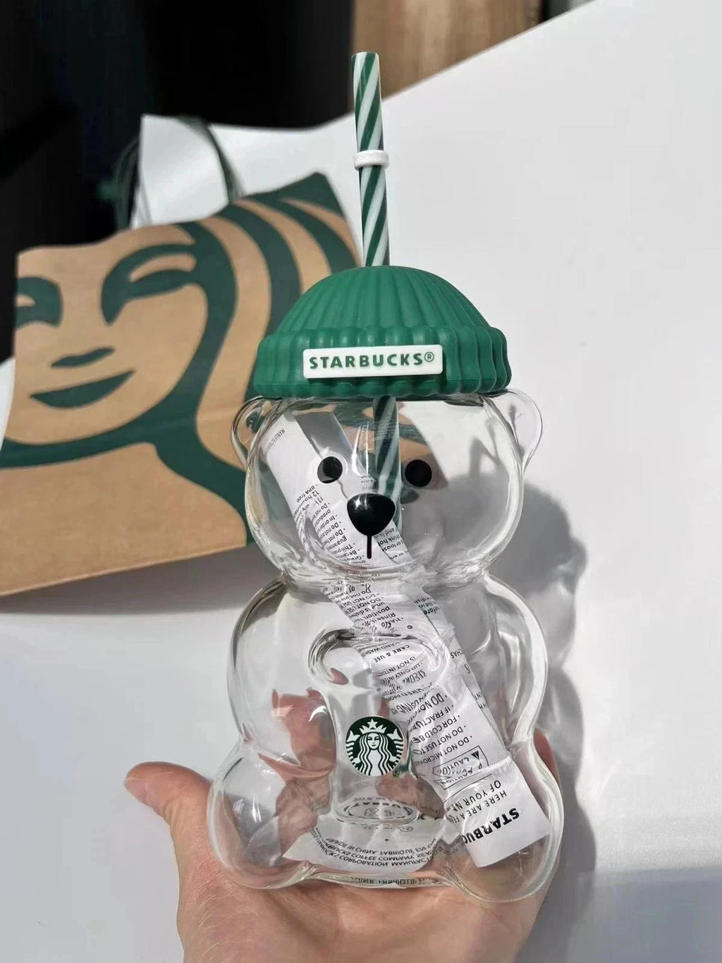 Starbucks Green Bear Glass Cup 591ml – 2026 Limited Edition