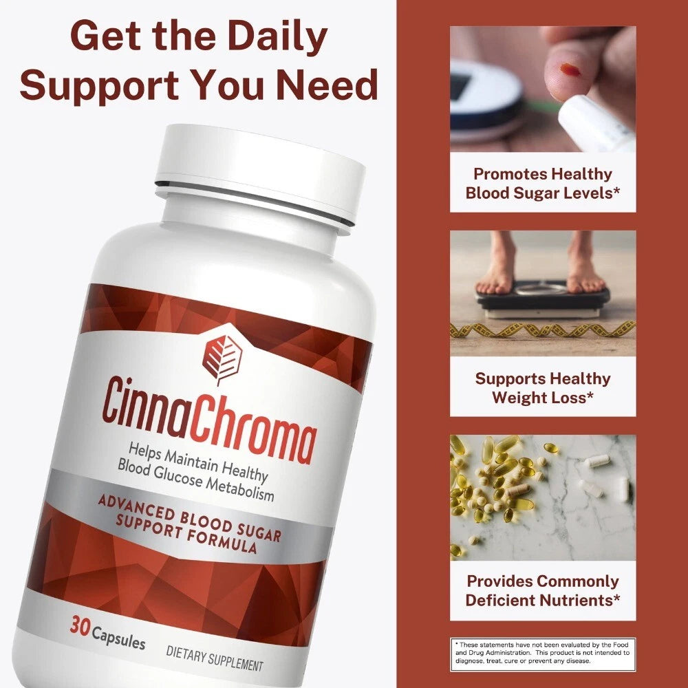 CinnaChroma Vitamin K2 Blood Sugar Balance Supplement – 30 Capsules