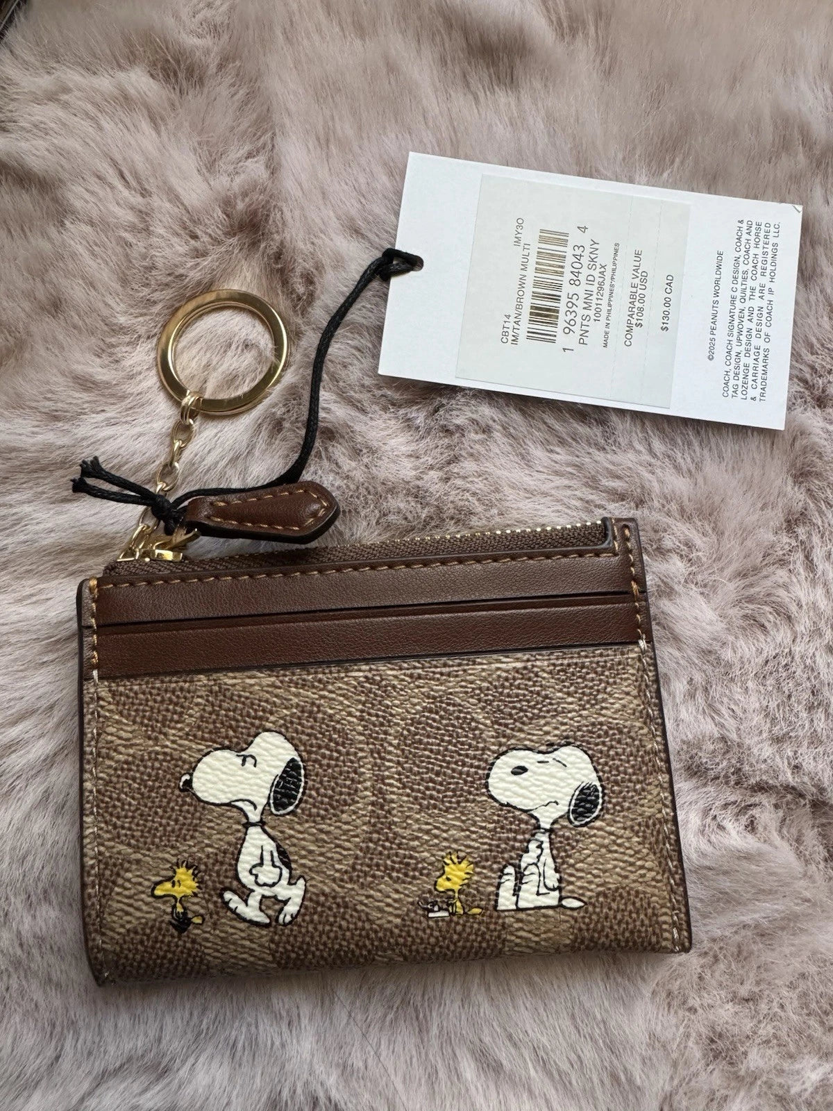 Coach X Peanuts Snoopy Mini Skinny ID Case in Signature Canvas CBT14